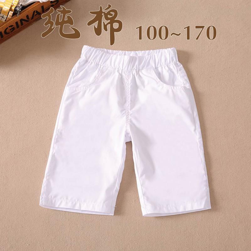 White boys' shorts medium and big children's shorts 7 points outer wear children's pure cotton black girls' casual cropped pants