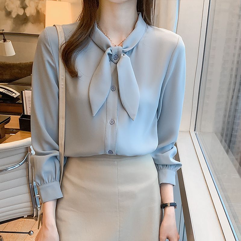 春秋2022年新款長袖雪紡白襯衫女設計感小眾春季打底衫女洋氣上衣