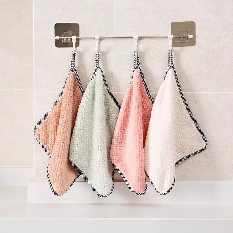 可挂式擦手巾家用洗碗布清洁吸水擦碗巾珊瑚绒速干擦手巾挂式毛巾