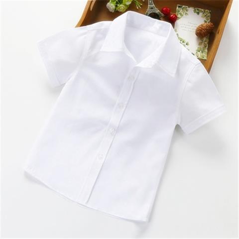 Children's white shirt women's middle school children's Lapel top student boys' long sleeve school uniform girls' versatile performance dress short sleeve