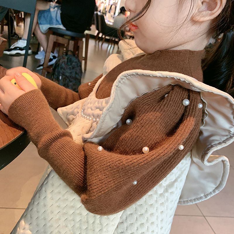 Girls' dress suit children's 2022 new foreign style autumn and winter clothes Korean version baby vest skirt two-piece thickened