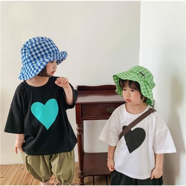 Children's short-sleeved t-shirt boys and girls  summer love print bottoming shirt baby casual top brother and sister outfit tide