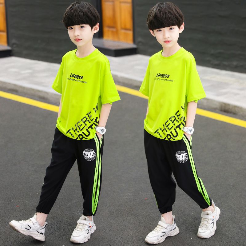 男童夏裝套裝2023新款夏款中大童夏季運動兒童短袖洋氣炸街兩件套