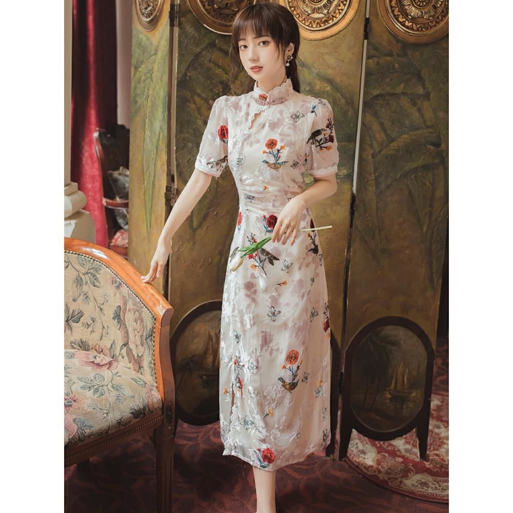 大小姐旗袍2021年新款夏季复古年轻款民国风小洋装名媛素雅连衣裙