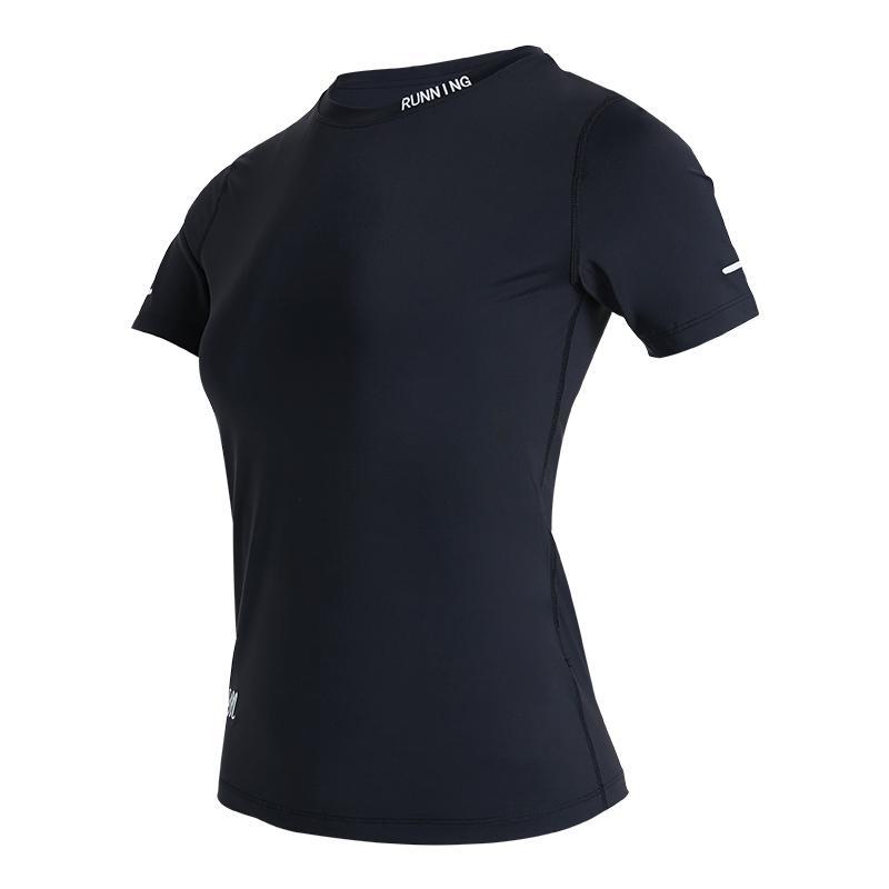 范斯蒂克 健身衣女弹力紧身短袖跑步训练服透气速干纯色运动服t恤