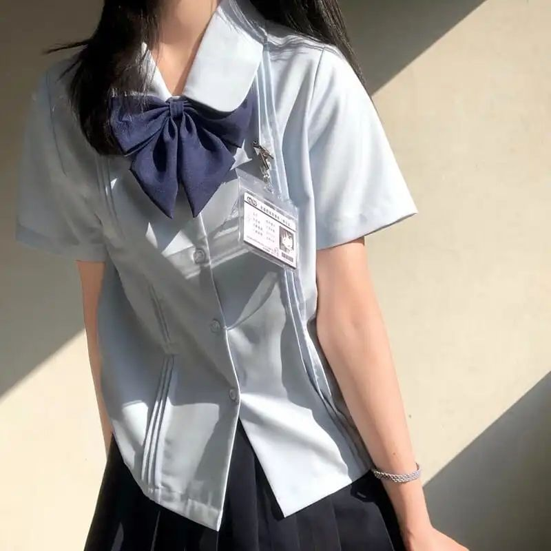 JK制服襯衫女短袖日系學院風校供感風琴褶原創百搭學生基礎款襯衣