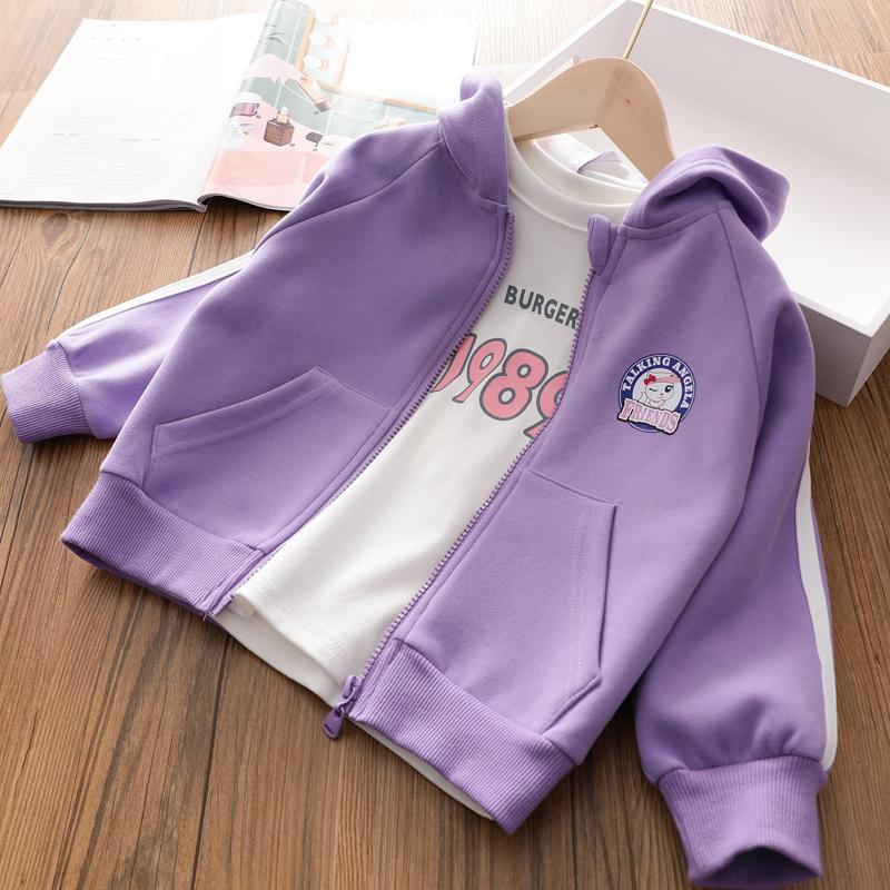 Girls cardigan jacket sweater spring and autumn new foreign style girls wear long-sleeved shirt children's baby casual hooded