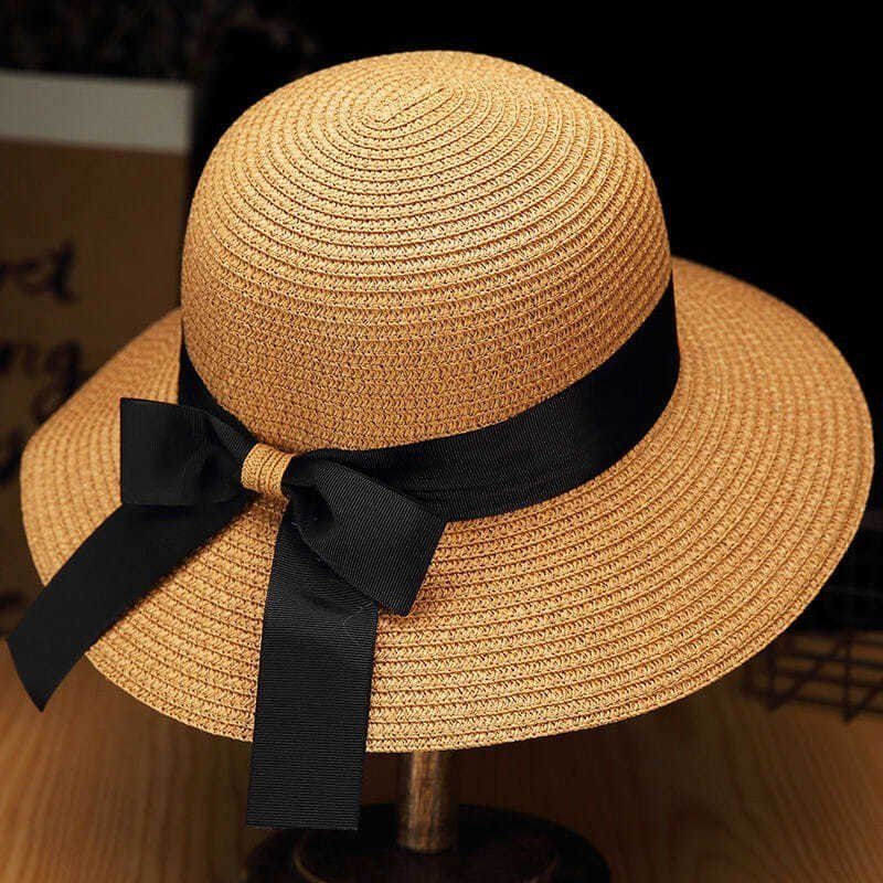 帽子女夏季草帽防遮阳晒帽时尚简约百搭草编可折叠沙滩旅游太阳帽