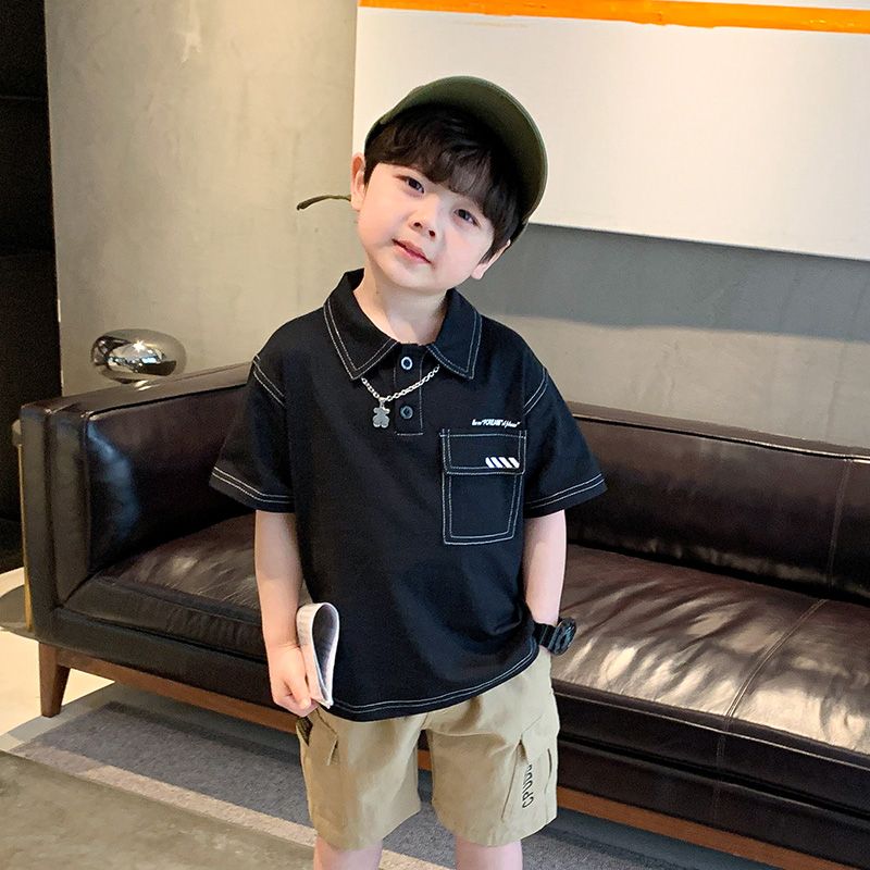 男童套裝兒童短袖T恤夏季新款洋氣純棉休閒寶寶上衣潮童裝POLO衫