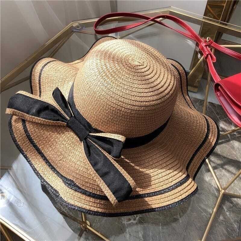 帽子女夏季草帽防嗮帽新款沙滩时尚韩版百搭海边遮阳帽休闲太阳帽