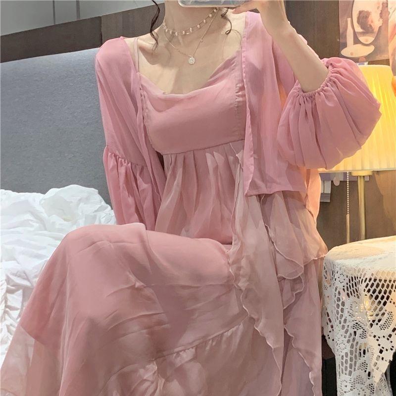 French style gentle wind suspender dress women's clothing spring and summer 2023 new design sense fairy super fairy forest long skirt