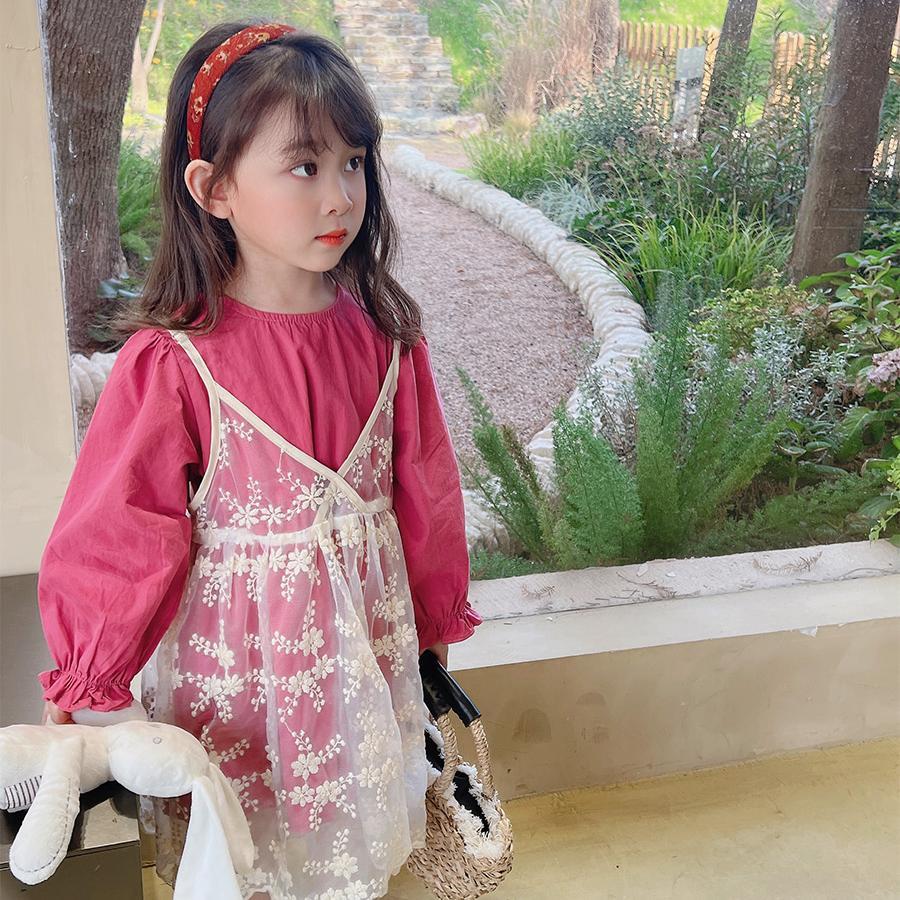 Girls spring and autumn dress 2022 new skirt spring lace dress baby Korean version two-piece princess dress