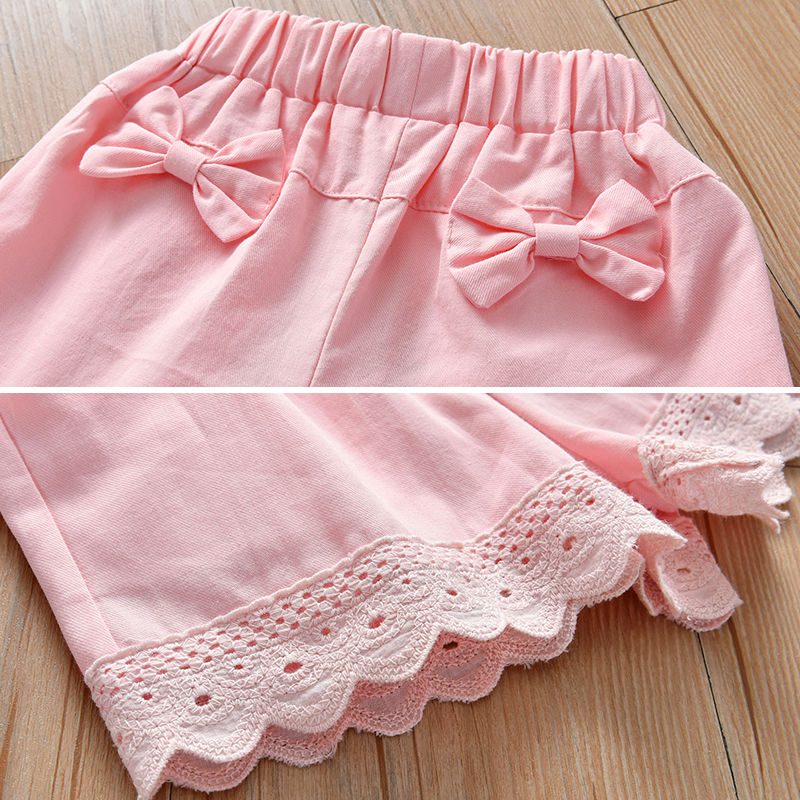 Girls' shorts  summer thin baby casual versatile shorts butterfly lace Korean version for children