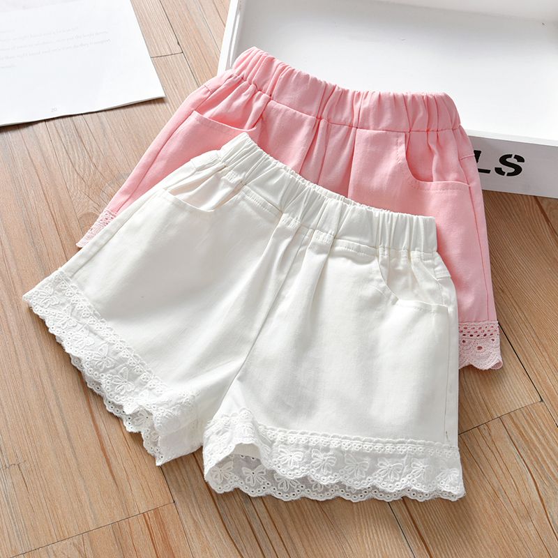 Girls' shorts  summer thin baby casual versatile shorts butterfly lace Korean version for children