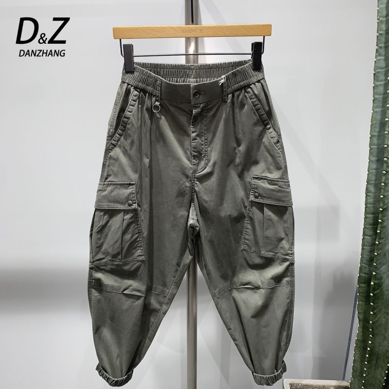 Men's casual pants loose tooling pants men's spring and autumn simple all-match youth handsome elastic waist small feet harem pants