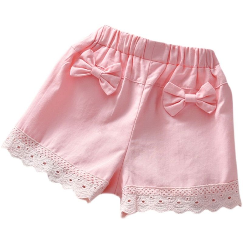 Girls' shorts  summer thin baby casual versatile shorts butterfly lace Korean version for children