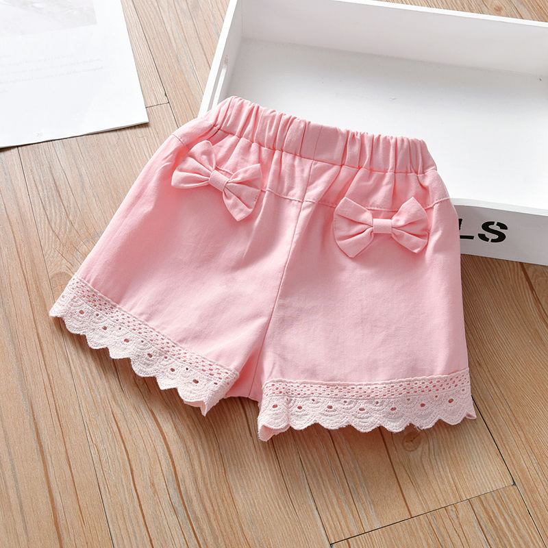 Girls' shorts  summer thin baby casual versatile shorts butterfly lace Korean version for children