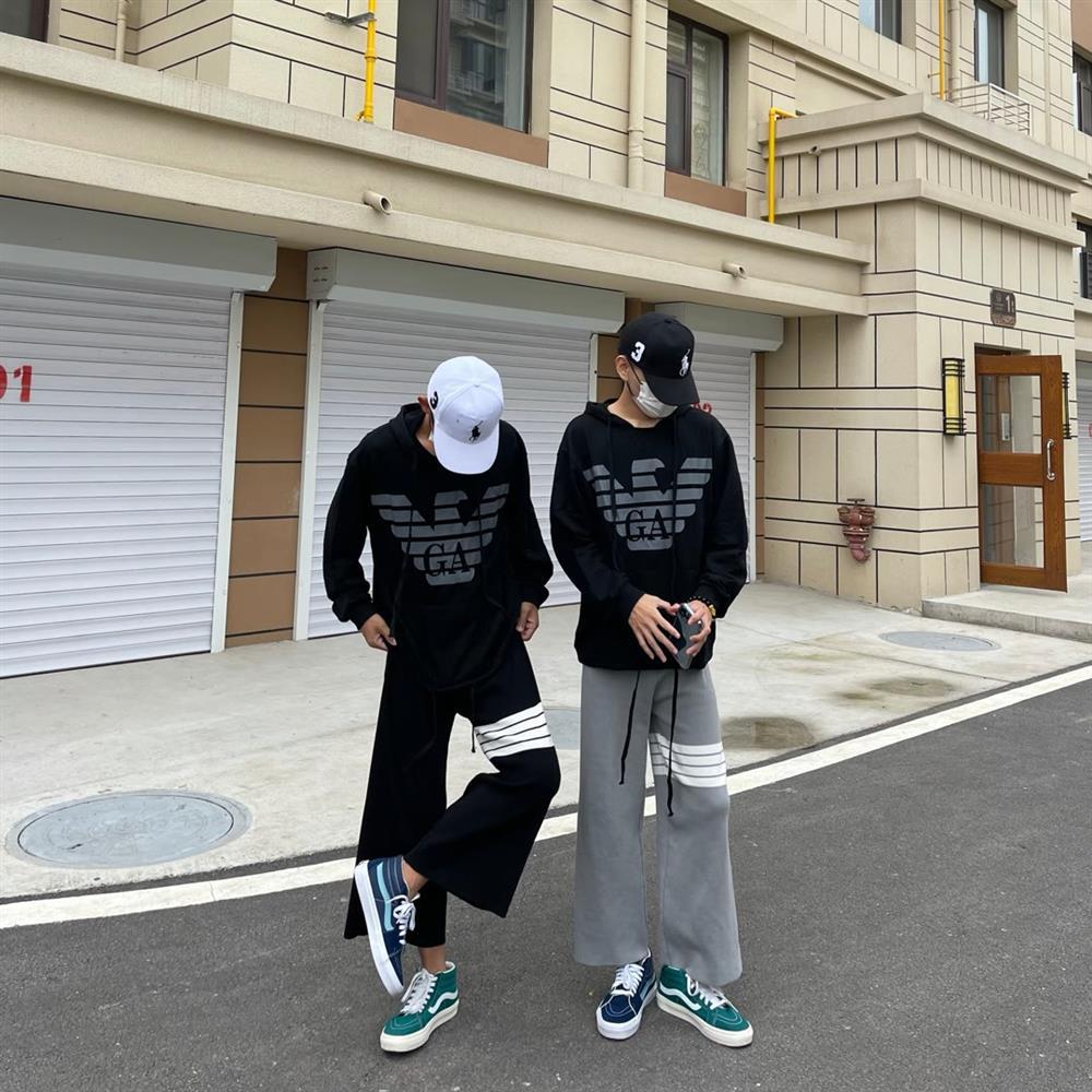 185540-春夏阔腿裤黑武士拖地裤宽松潮牌抽绳裤精神小伙九分裤直筒裤子男-详情图