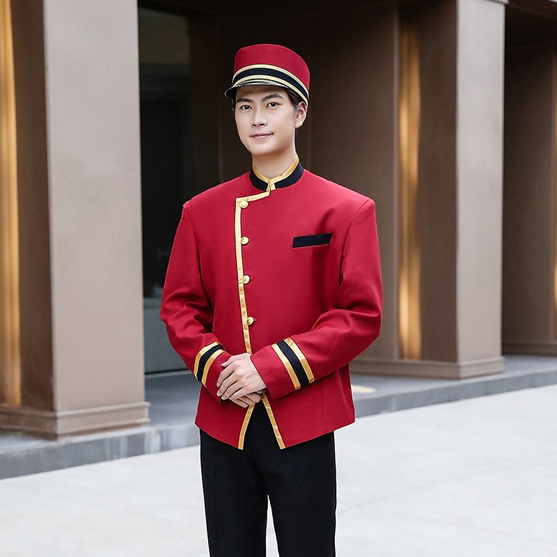 酒店迎宾前台接待秋冬装 门童服服装 门童制服套装行李员工作服男