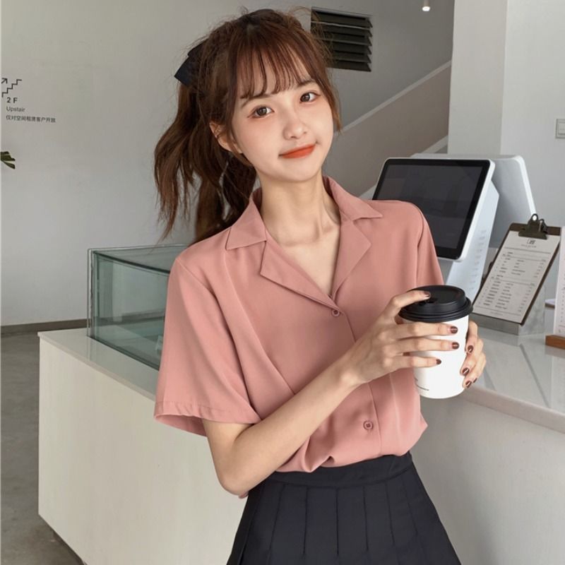 短袖2022年新款薄款女襯衫小心機設計感小眾夏短款少女感百搭上衣