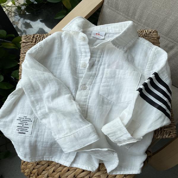 Pick up the leak! Move the warehouse to clear the warehouse! Very soft and soft baby cotton~ Boys pure cotton gauze white shirt long-sleeved shirt