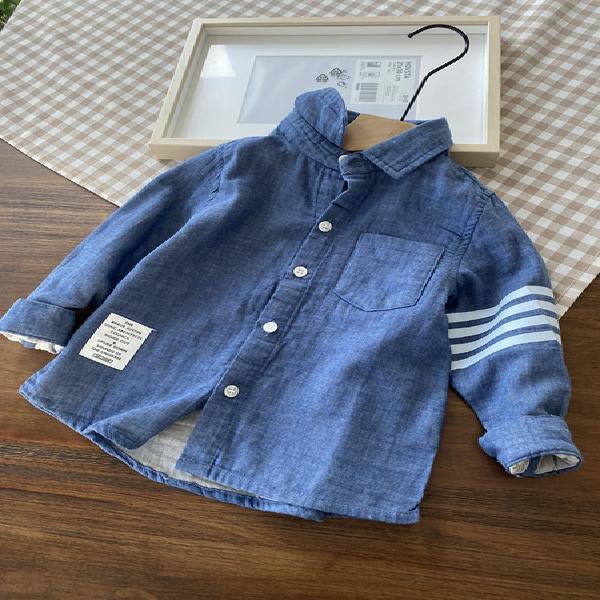 Pick up the leak! Move the warehouse to clear the warehouse! Very soft and soft baby cotton~ Boys pure cotton gauze white shirt long-sleeved shirt