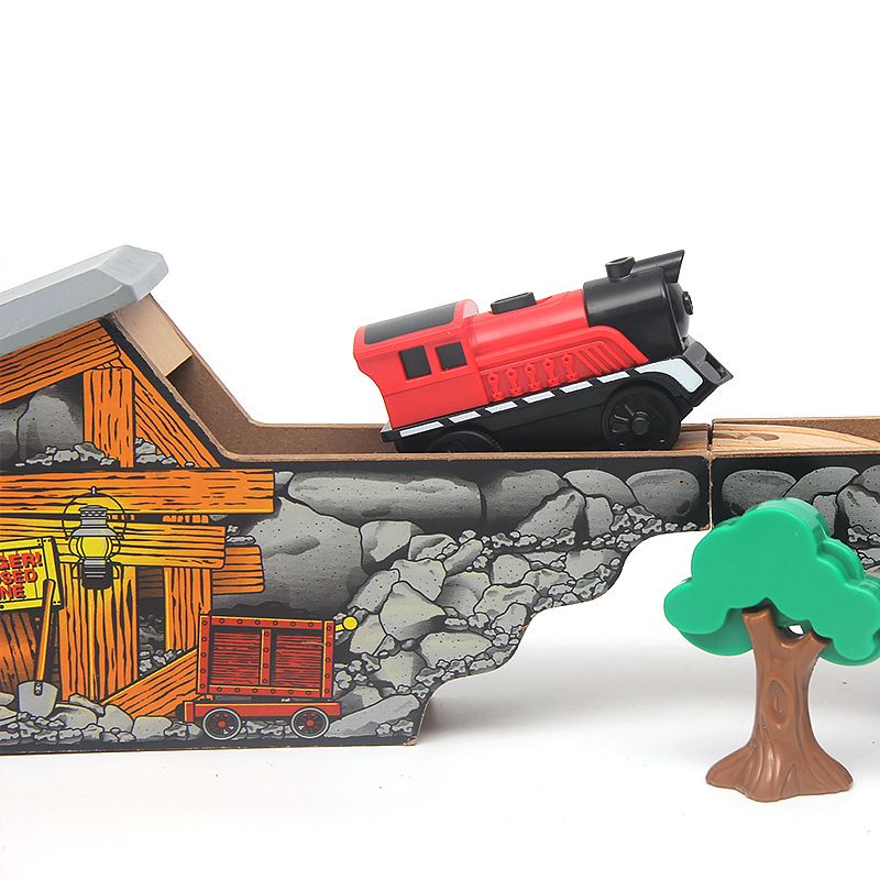 儿童木质轨道桥吊桥拼搭积木兼容小火车桥梁轨道配件小汽车玩具