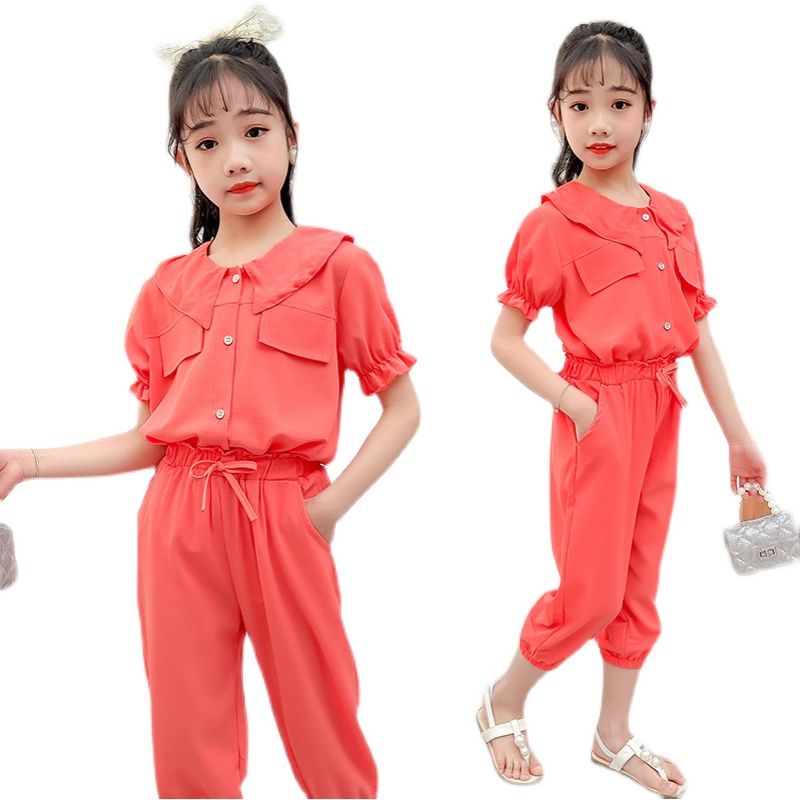 女童夏装套装新款洋气网红中大童短袖夏季儿童女孩两件套时尚童装