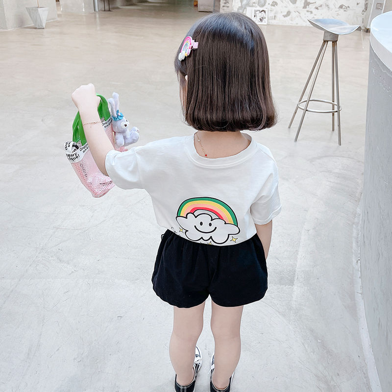 Girls net red suit summer children's summer two-piece suit  new foreign style baby summer short-sleeved clothes