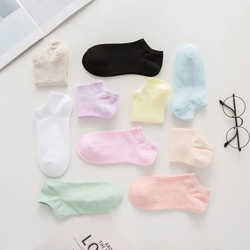 20 packs of pure cotton spring and summer all-match women's socks candy-colored socks shallow thin section ins tide cute Japanese boat socks