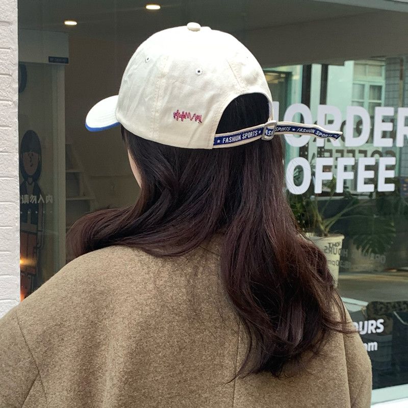 Korean version of the alphabet peaked hat female spring and summer tide brand ins big face soft top fashion couple baseball cap male