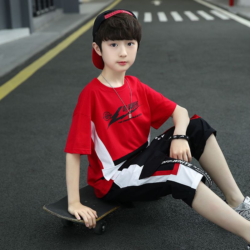 男童夏装套装网红洋气中大童运动两件套儿童装时髦短袖男孩帅气潮