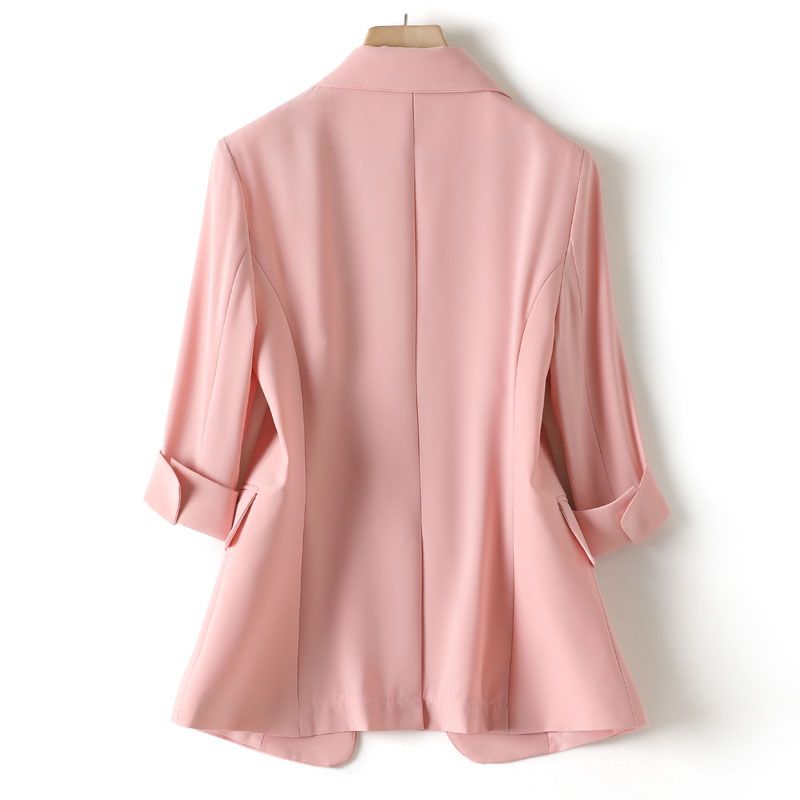 Thin suit jacket women's summer new drape self-cultivation temperament chiffon short pink small suit jacket