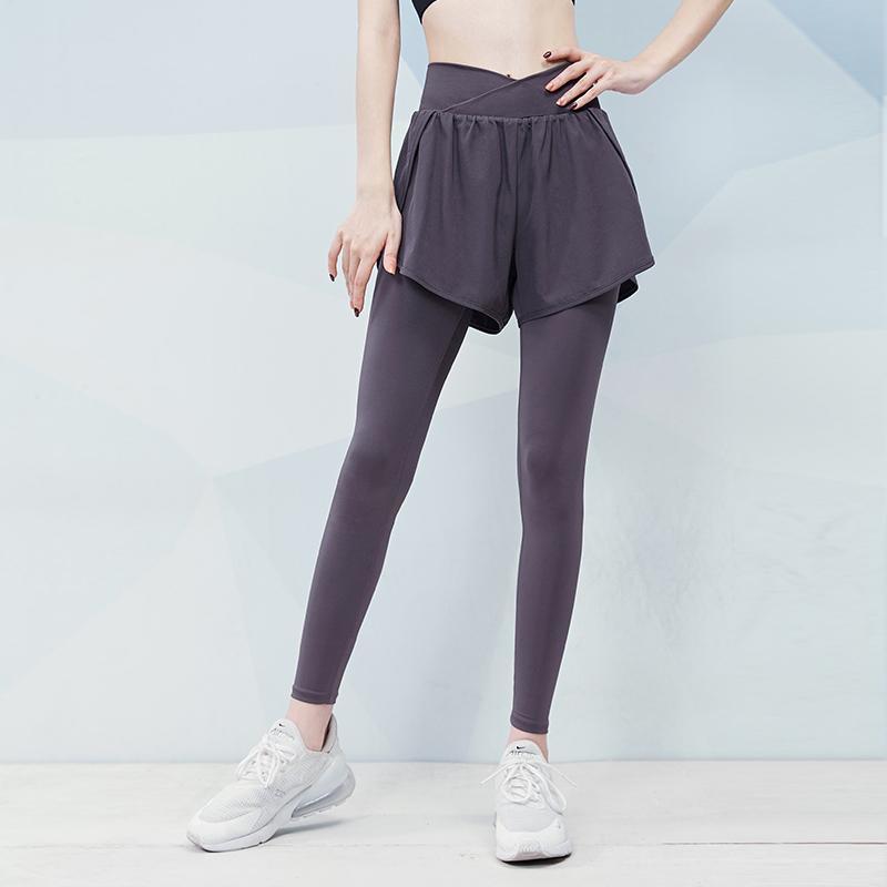 范斯蒂克  运动短裤女薄假两件防走光速干跑步训练休闲健身瑜伽裤