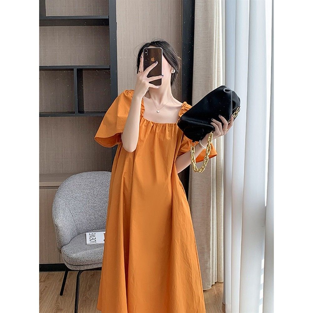 Summer new Korean version Korean Dongdaemun white literary small fresh square collar thin section loose thin dress