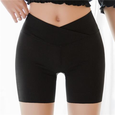 Cross waist ice silk safety pants women's anti-skid summer thin style inner and outer wear large size non-curling two-in-one bottoming shorts
