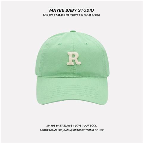 The hat is missing green baseball cap Korean version of the sunshade army green female Japanese emerald white peaked cap male