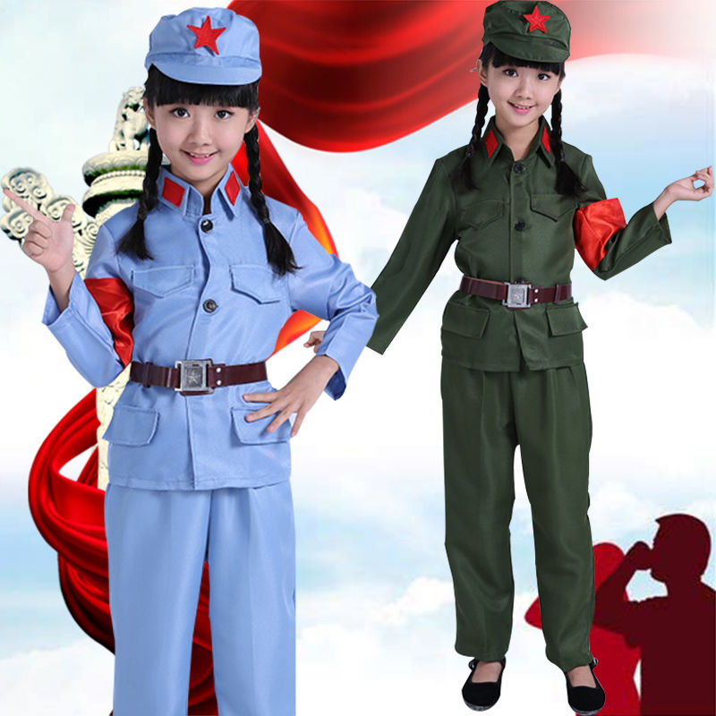 儿童小红军演出服幼儿女童军装解放军八路军闪闪红星舞蹈表演服装