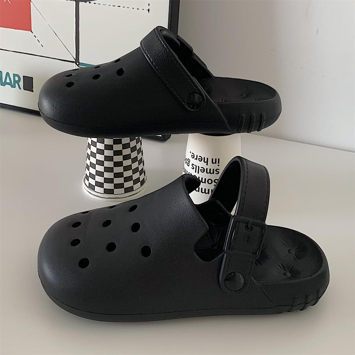 Thin strips cute Baotou eva soft bottom hole shoes female summer students wear seaside non-slip beach sandals and slippers