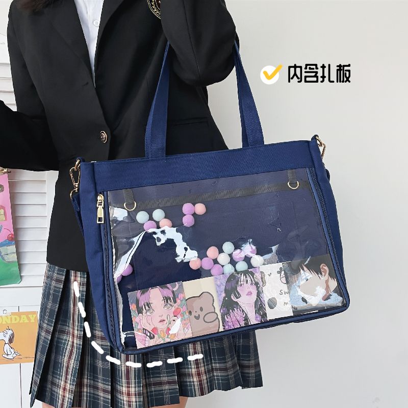 徽章透明痛包大容量書包日系jk制服包ins風女帆布托特單肩斜挎包