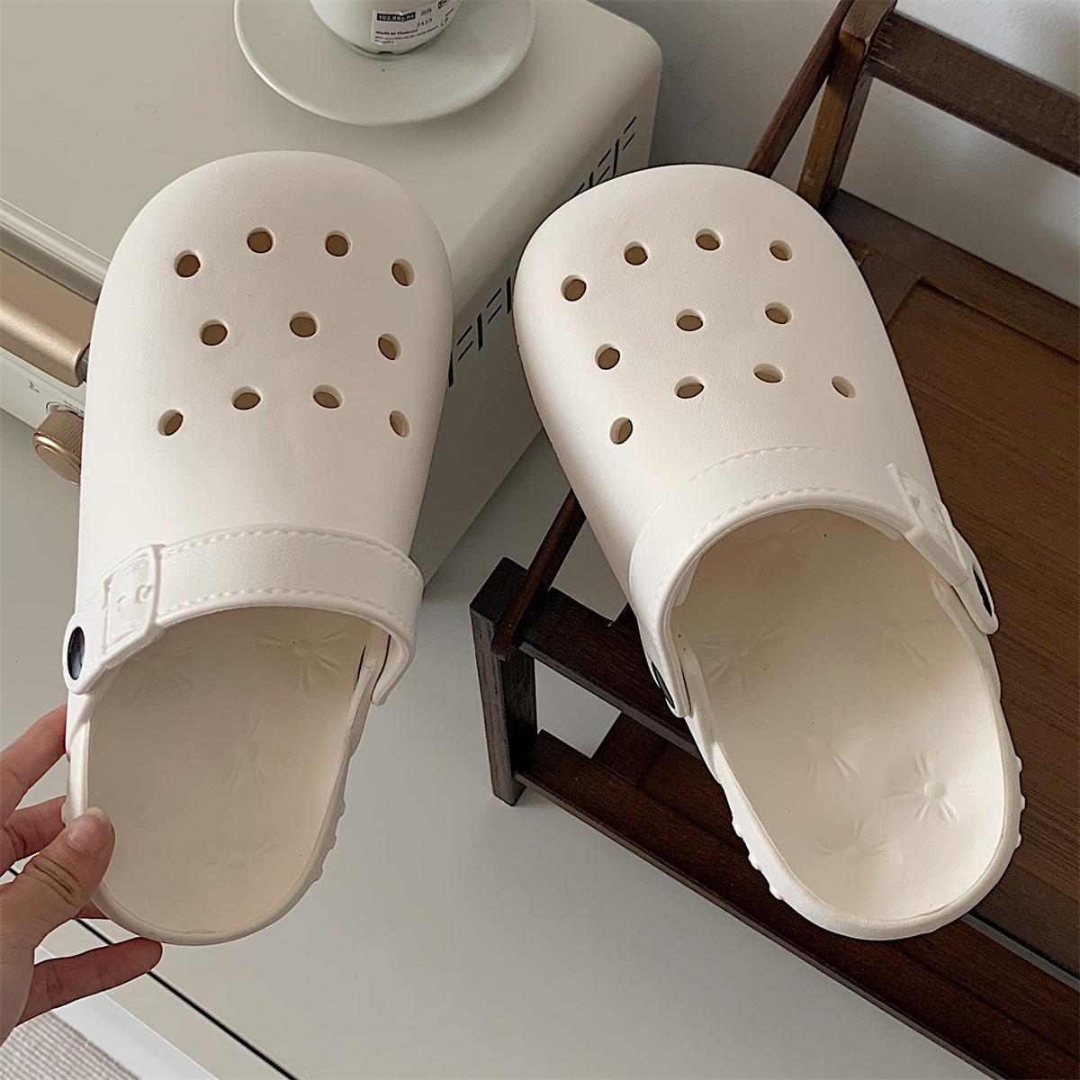 Thin strips cute Baotou eva soft bottom hole shoes female summer students wear seaside non-slip beach sandals and slippers