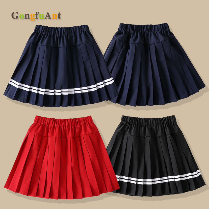 Girls pleated skirt red primary school student skirt spring and autumn medium and large children's school uniform skirt navy blue performance short skirt summer