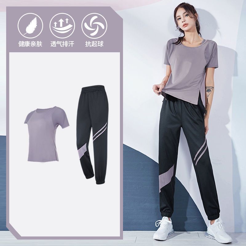 瑜伽服女夏季寬鬆顯瘦透氣時尚速干跑步運動訓練專業高端健身套裝
