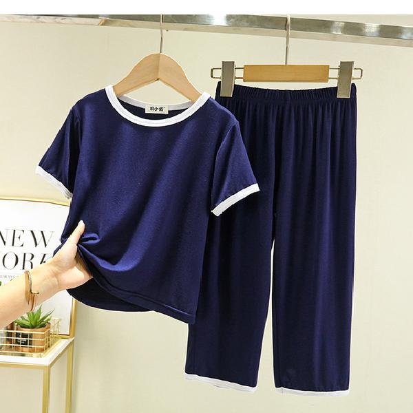Children's pajamas set summer modal baby middle and big children thin section loose short-sleeved trousers boys and girls home clothes