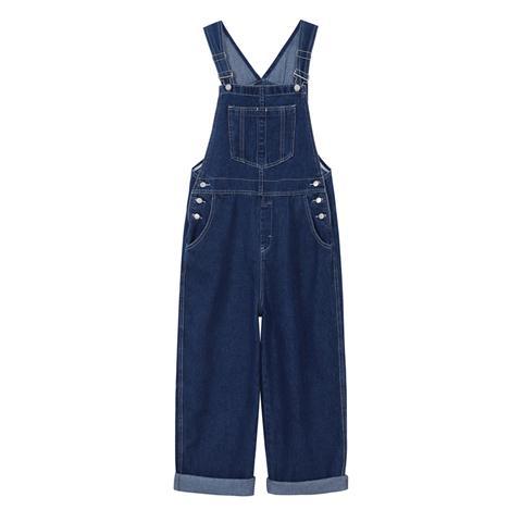  new dark blue self-made denim overalls women's spring and autumn Korean version loose design sense small jumpsuit