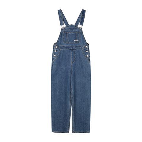 spring and summer retro age-reducing blue denim overalls women's Korean style loose and thin straight-leg wide-leg trousers