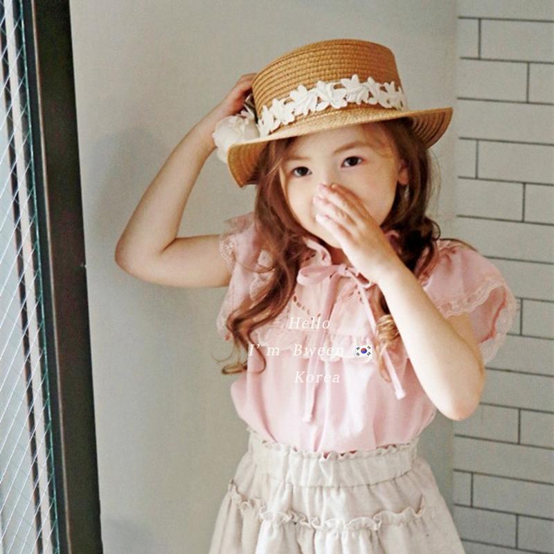 女童衬衫韩国童装2022夏款新款洋气白色短袖时尚女孩蕾丝花边衬衣