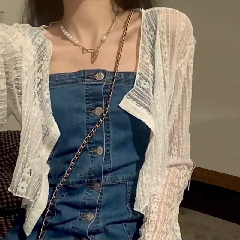 短款蕾絲開衫外套新款洋氣減齡防曬服女披肩夏季配裙子上衣