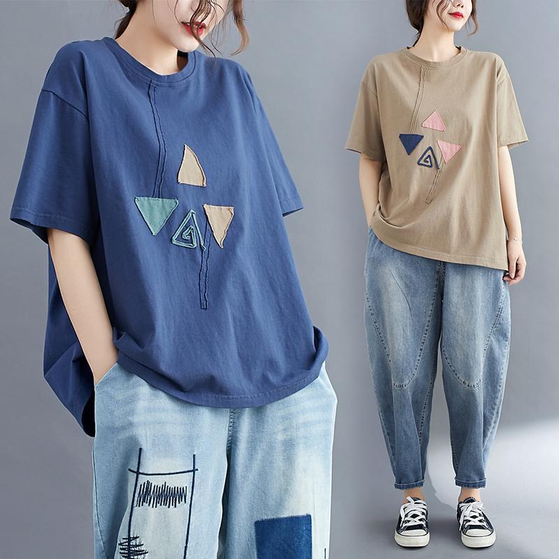 加大碼女裝寬鬆打底衫女夏季短袖女2023新款潮休閒百搭短款上衣女