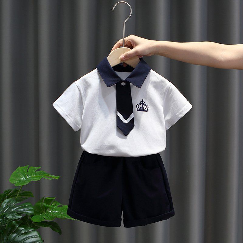 Summer suit male and female baby cute college style short-sleeved shorts summer children's children's siblings clothing tide